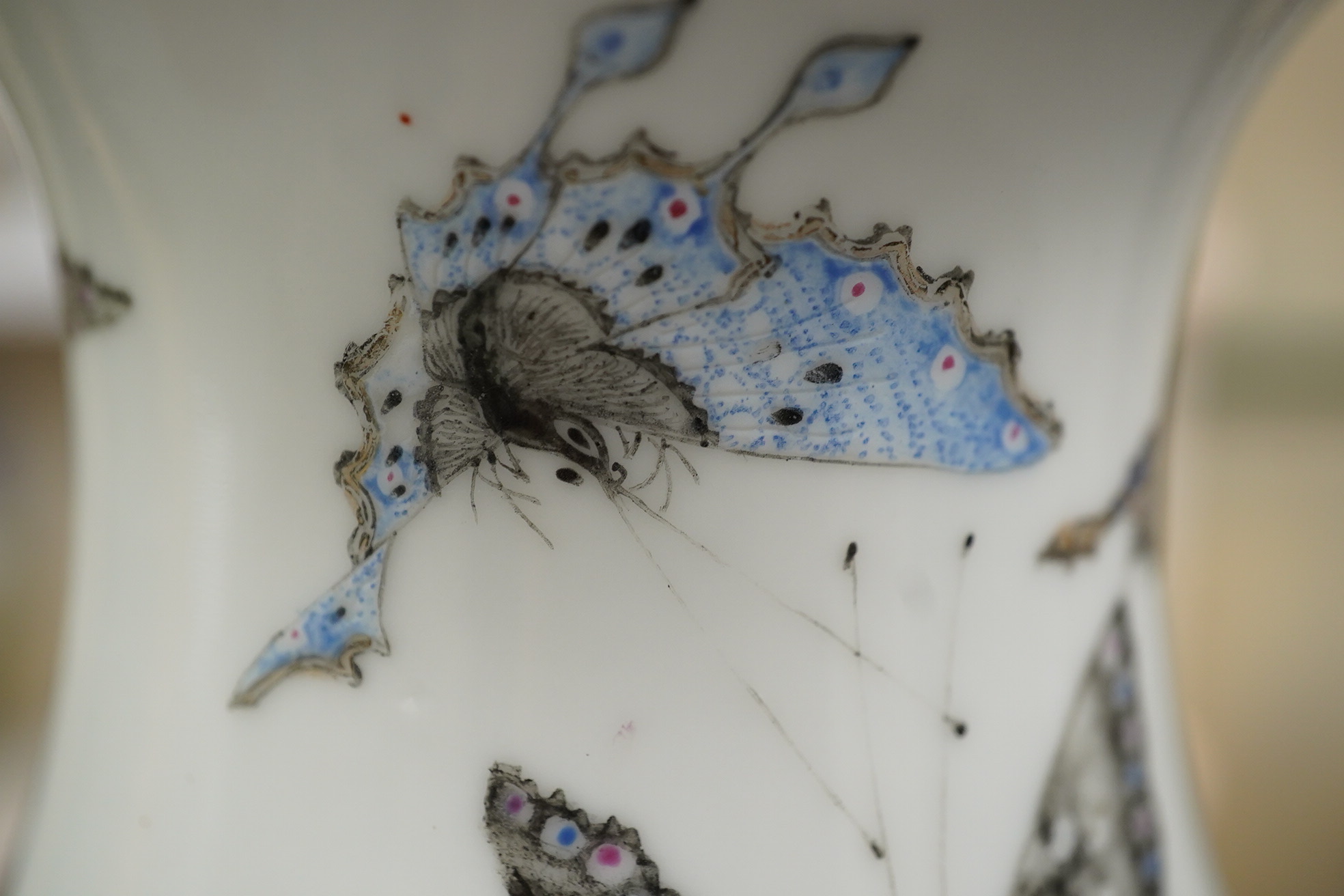 A Chinese enamelled porcelain ‘Hundred Butterfly’ vase, Qianlong mark, Republic period